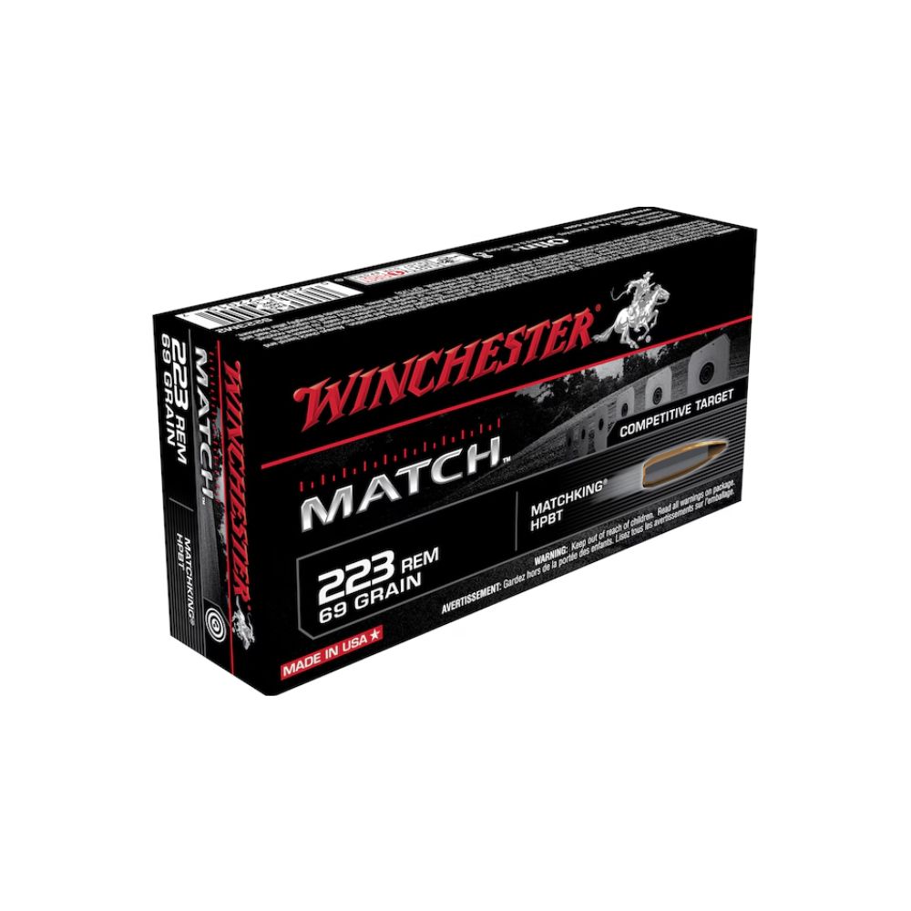 Winchester Match 223 Remington Ammo 69 Grain Sierra MatchKing Jacketed Hollow Point