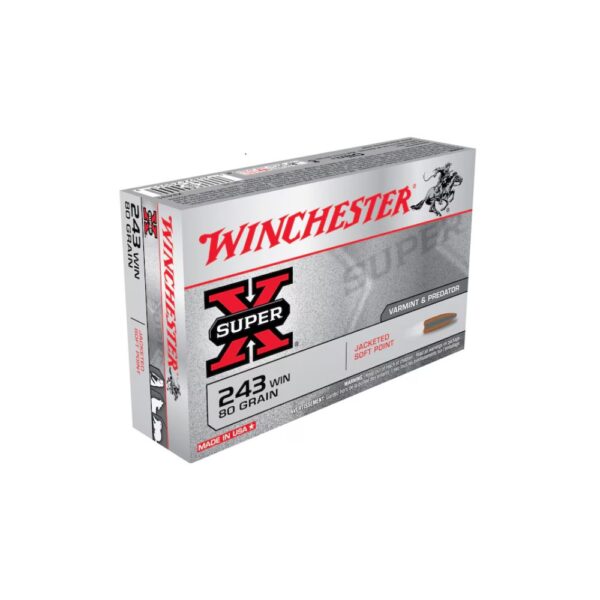 Winchester Super X 243 Winchester Ammo | 80 Grain Jacketed Soft Point | Box of 20